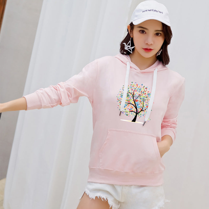 Women's Hooded Pullover Printed Fashionable Casual Loose Hoodie