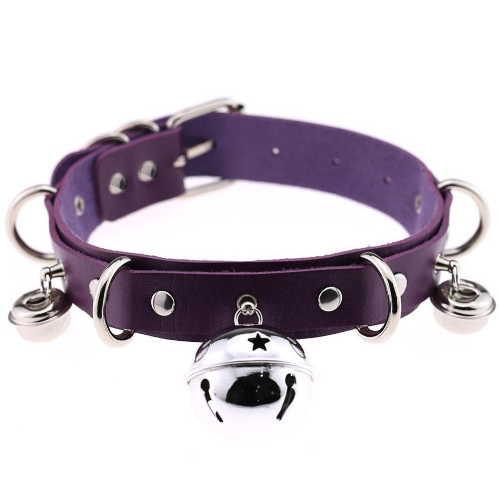 Sexy Harajuku Handmade Gothic Choker  trend punk Leather Collar belt Necklace with bells club party goth jewelry wholesale