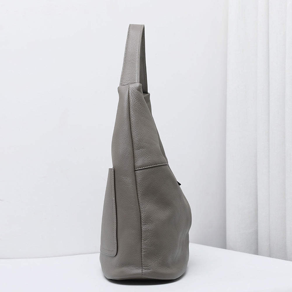 Large Capacity Soft Leather Versatile Leisure Bucket Bag