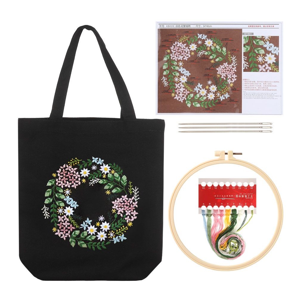 Hand-embroidered Canvas One-shoulder Handbag