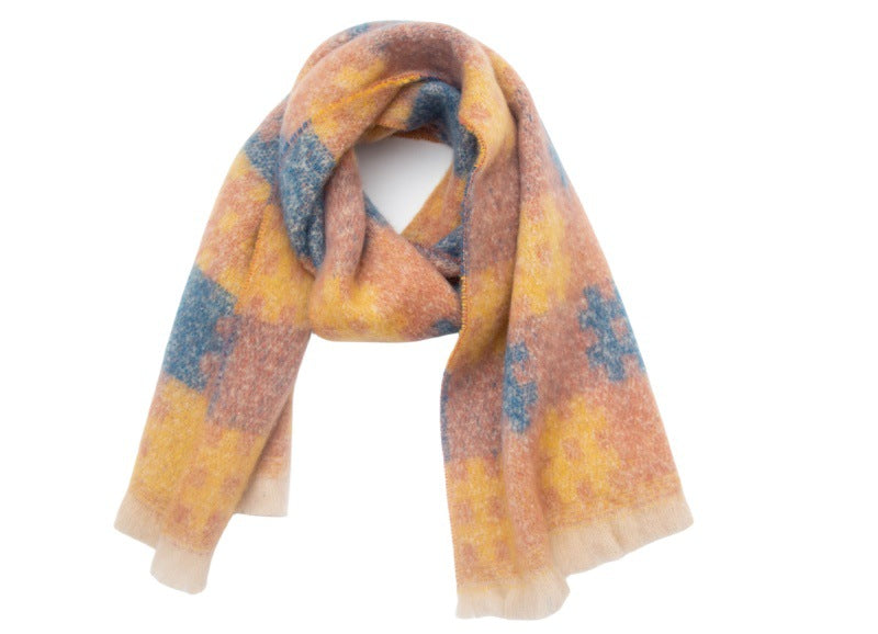 European And American-style Yarn Pattern Jacquard Scarf