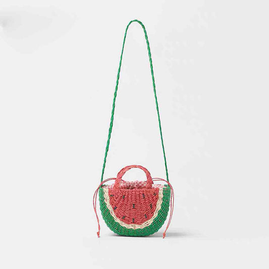 Embroidered Crossbody Straw Bag Woven Seaside Holiday Beach