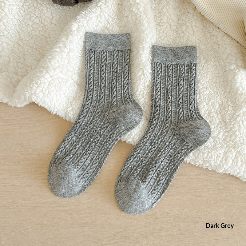 Womens Fleece-Lined Winter Cable-Knit Stockings