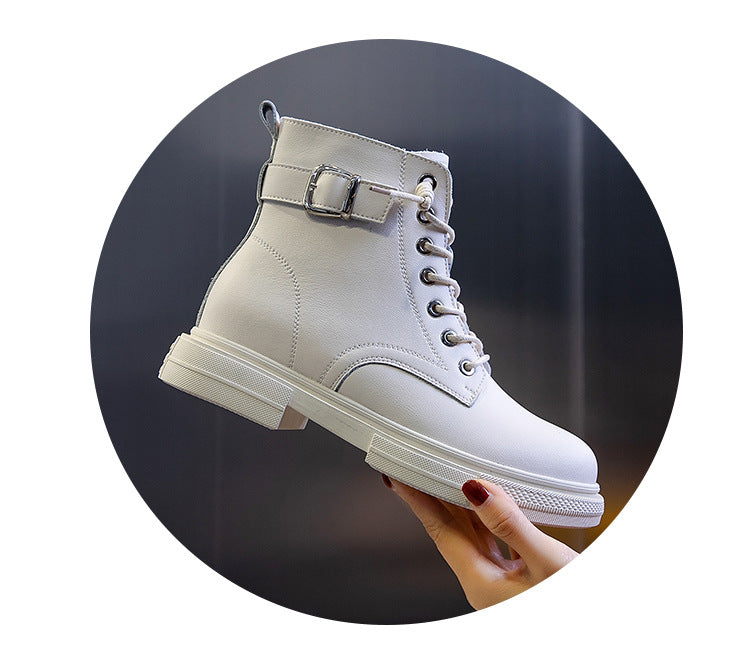 All-match Casual Women's Boots In The Tube Thick With Fleece Ankle Boots
