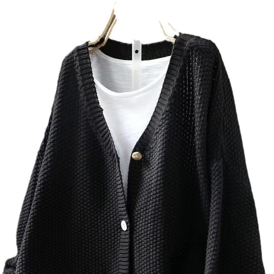 Cross-border Early Autumn New Casual Versatile Solid Color V-neck Long-sleeved Single-breasted Knitted Cardigan Sweater