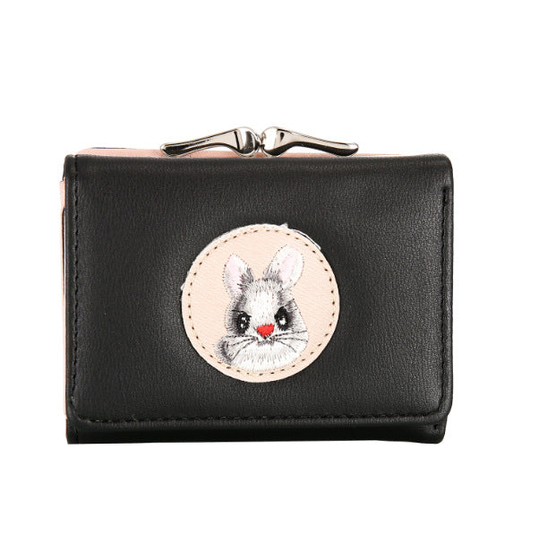 Short Women's Small Clip Bag Solid Color Cute Women's Coin Purse