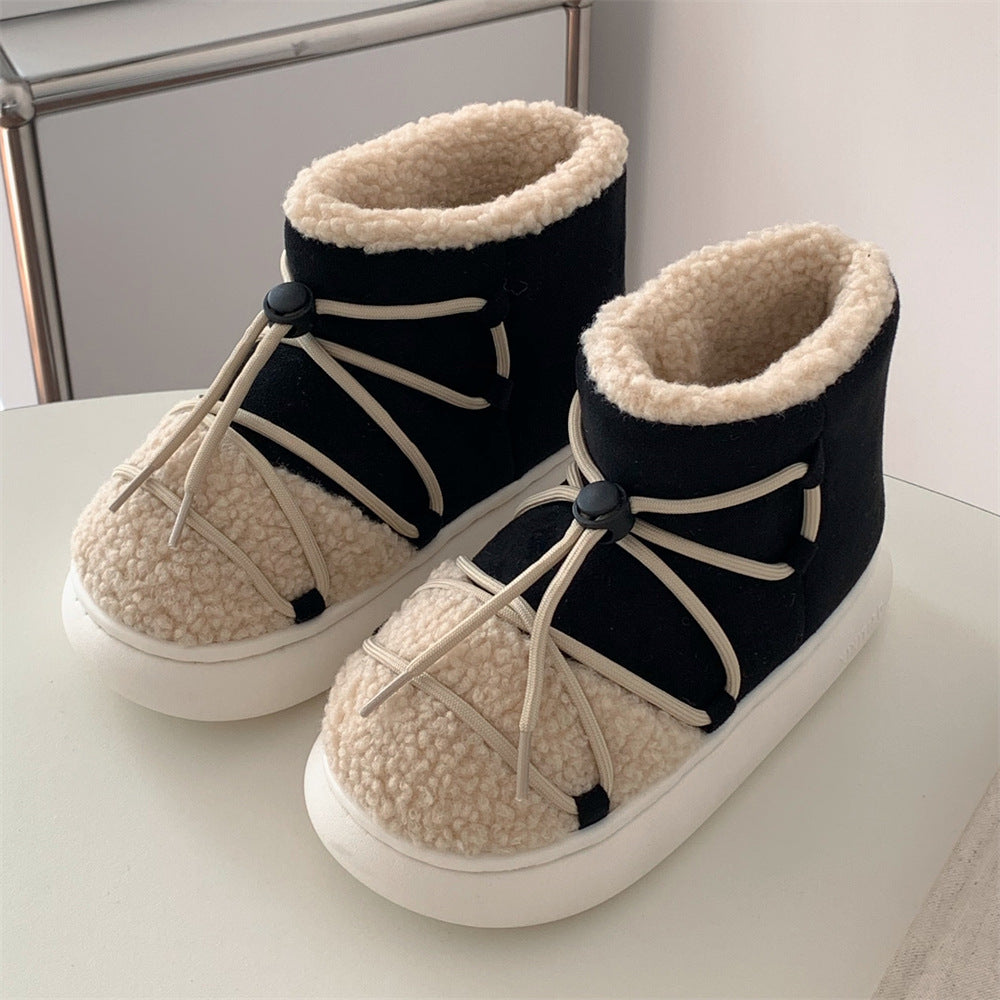 Women's Fashion Simple Vintage Lace-up Short Snow Boots