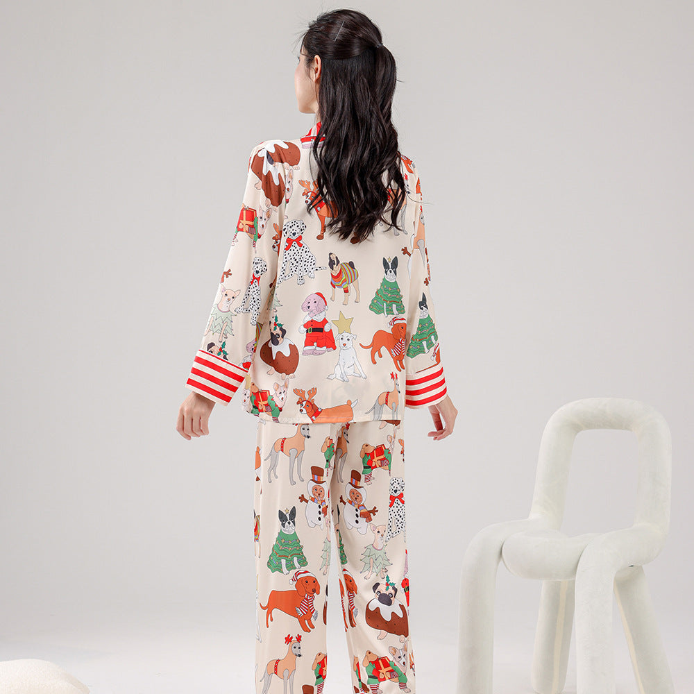 New Autumn Pajamas Women's Ice Silk Puppy Homewear