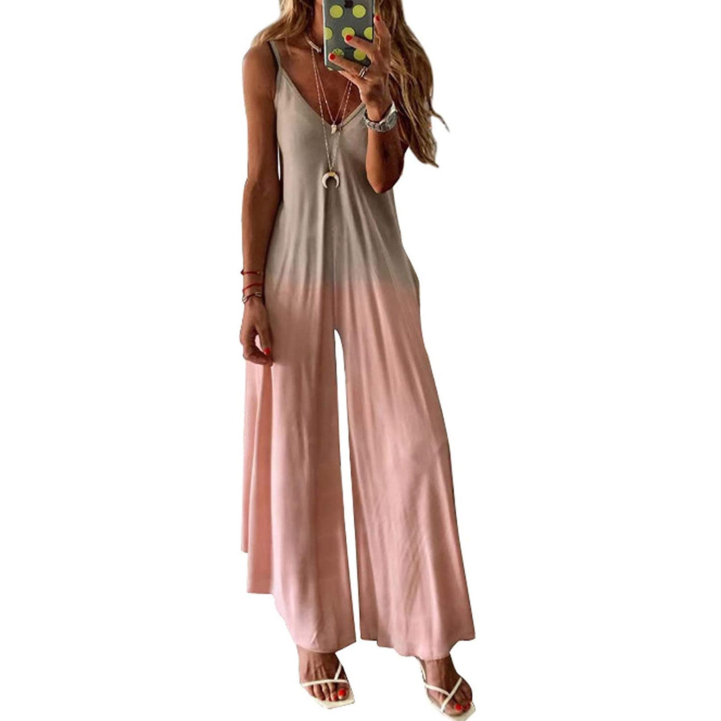 V-neck A Version Long Skirt Loose Plus Size Suspender Jumpsuit