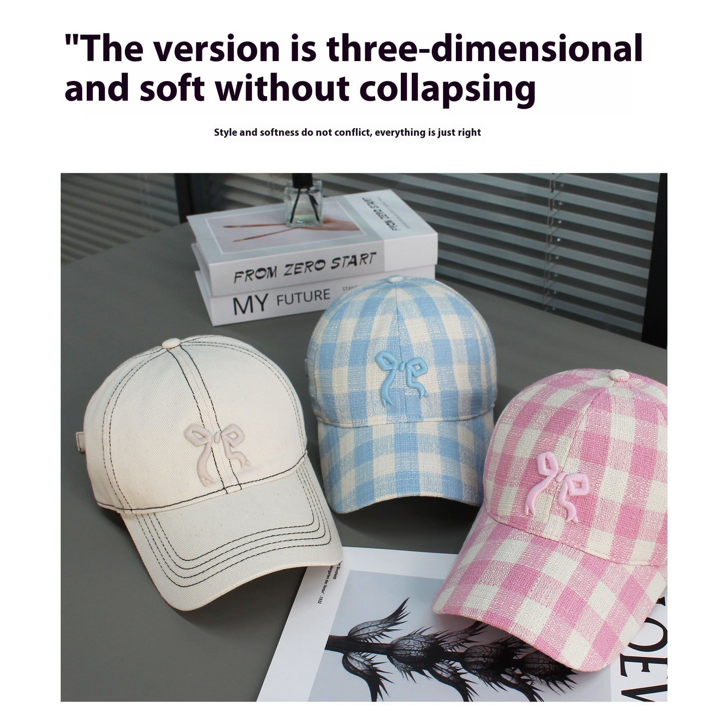 Spring Three-dimensional Embroidery Bow Baseball Cap Women's Fashionable Peaked Cap Sun Protection Hat