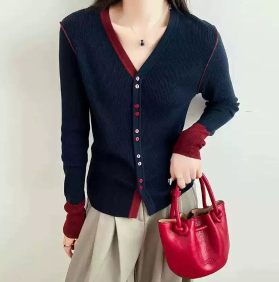 Women's Long-sleeved Bottoming Shirt Autumn Commuter Age-reducing Cardigan Top