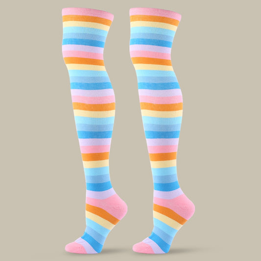 Festival Party Over The Knee Colorful Stripes Stockings