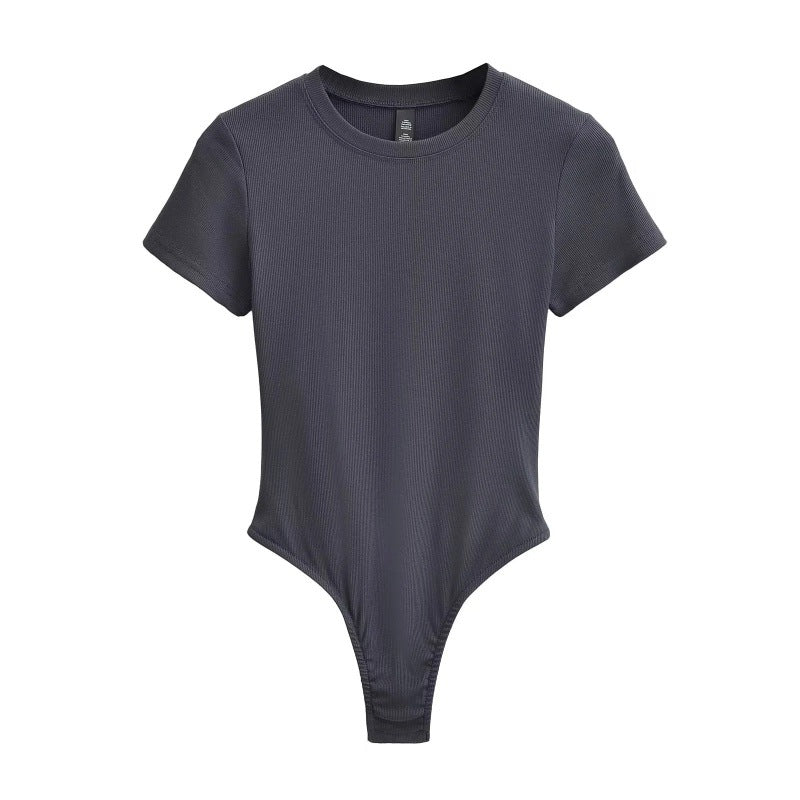 Neck Short Sleeve Rompers Slim Fit Slimming T-shirt Top