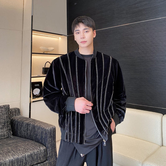 Men's Three Dimensional Sequin Decorative Sweater Coat