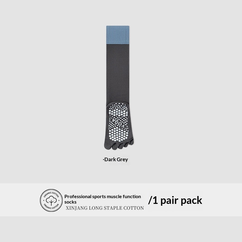 Womens Calf-length Fitness Socks For Running Muscle-support Compression Long Yoga Socks