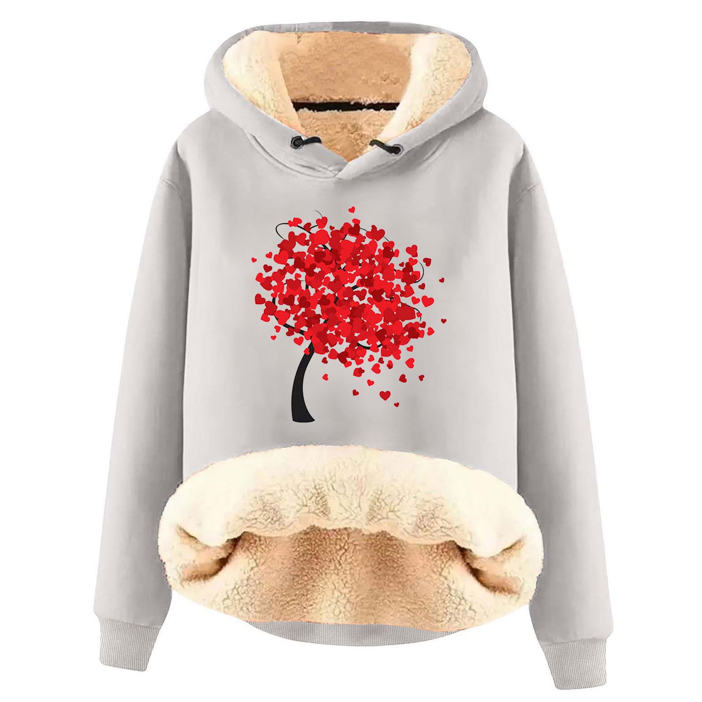 European And American Hooded Sweater Fleece Lined Padded Warm Keeping Loose Hooded Pullover