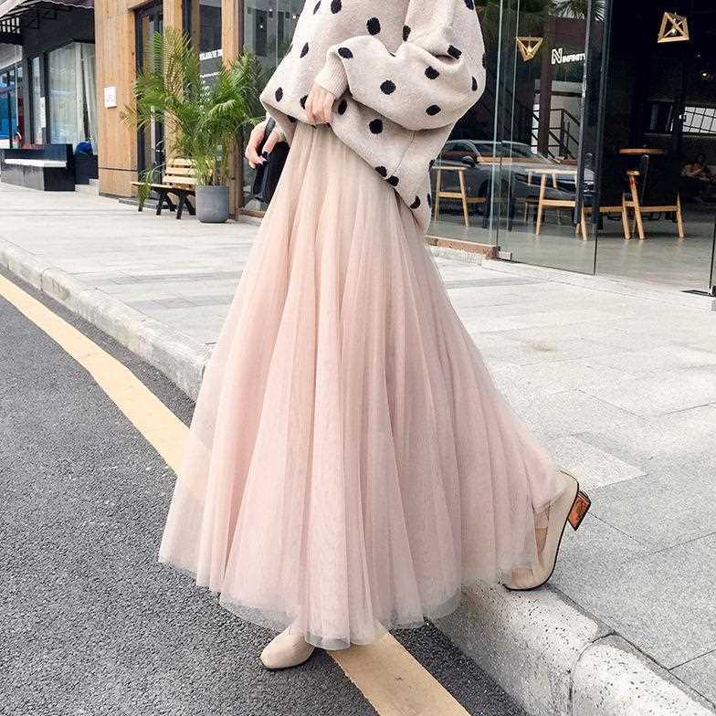 Tulle Skirt Women's Tulle Large Swing Student Skirt 3-layer