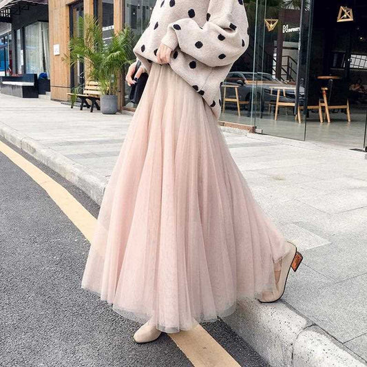 Tulle Skirt Women's Tulle Large Swing Student Skirt 3-layer