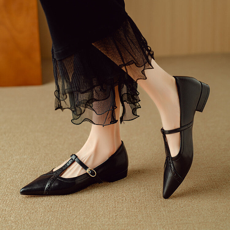 Brown Pointed Low-cut Flat Shoes Soft Bottom Comfortable Shoes With Skirt