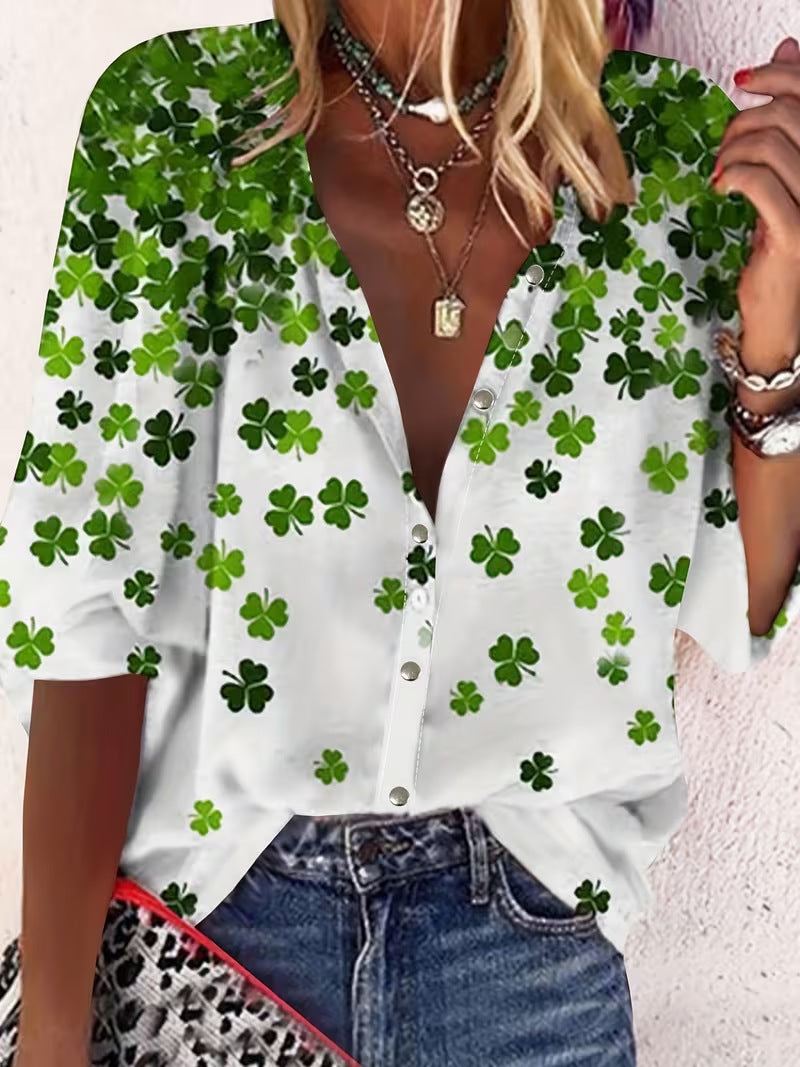 Korean-style Printed Lapel Men's Casual Shirt