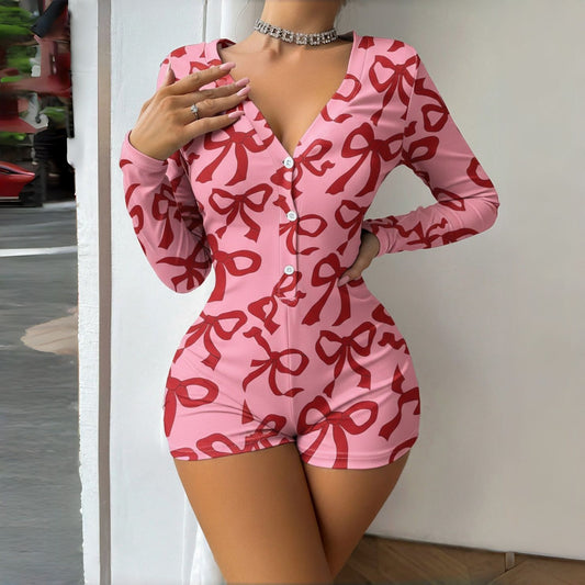 Sexy Casual V-neck Slim-fit Bodysuit