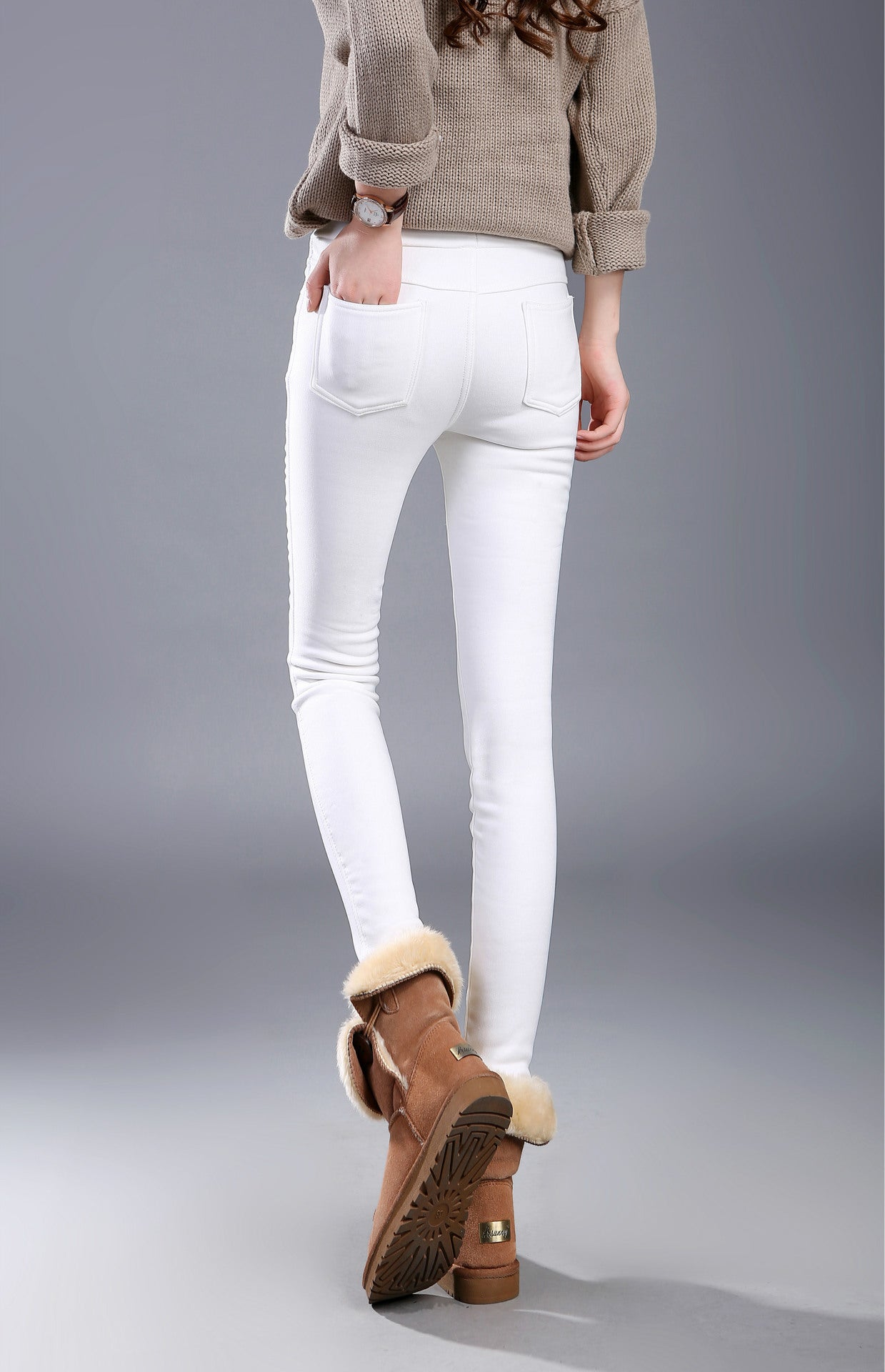 Winter Fleece-lined Thick Leggings Colorfast Plus Size Tappered Pants
