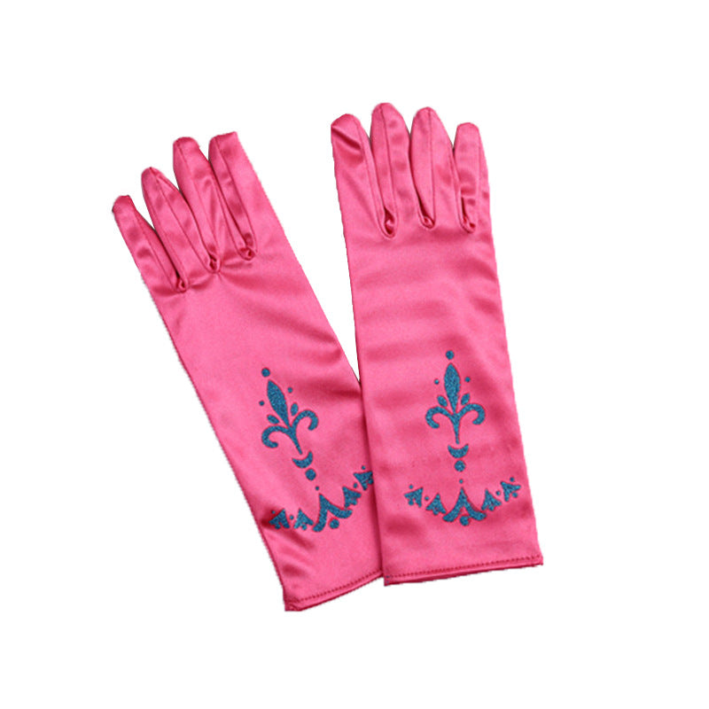 Children's Fashion Simple Printed Satin Gloves