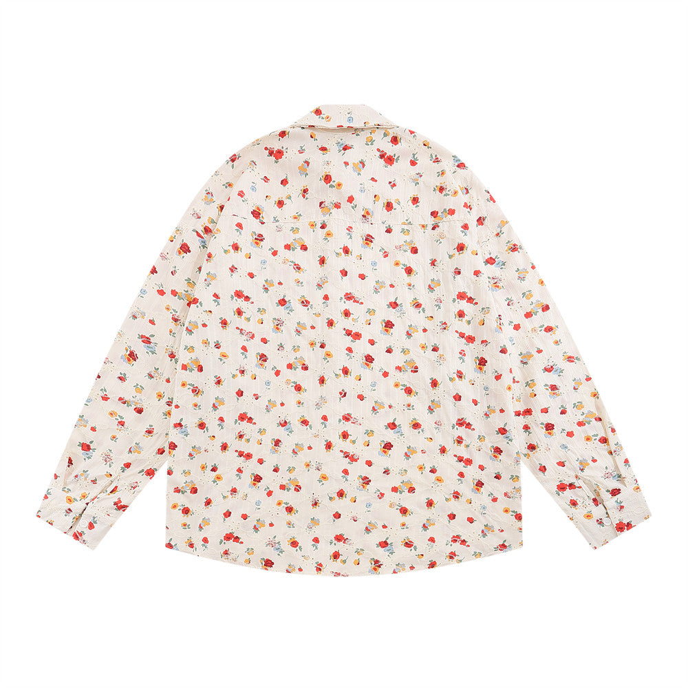 Floral Long Sleeve Shirt Men's Japanese Leisure Loose Cardigan