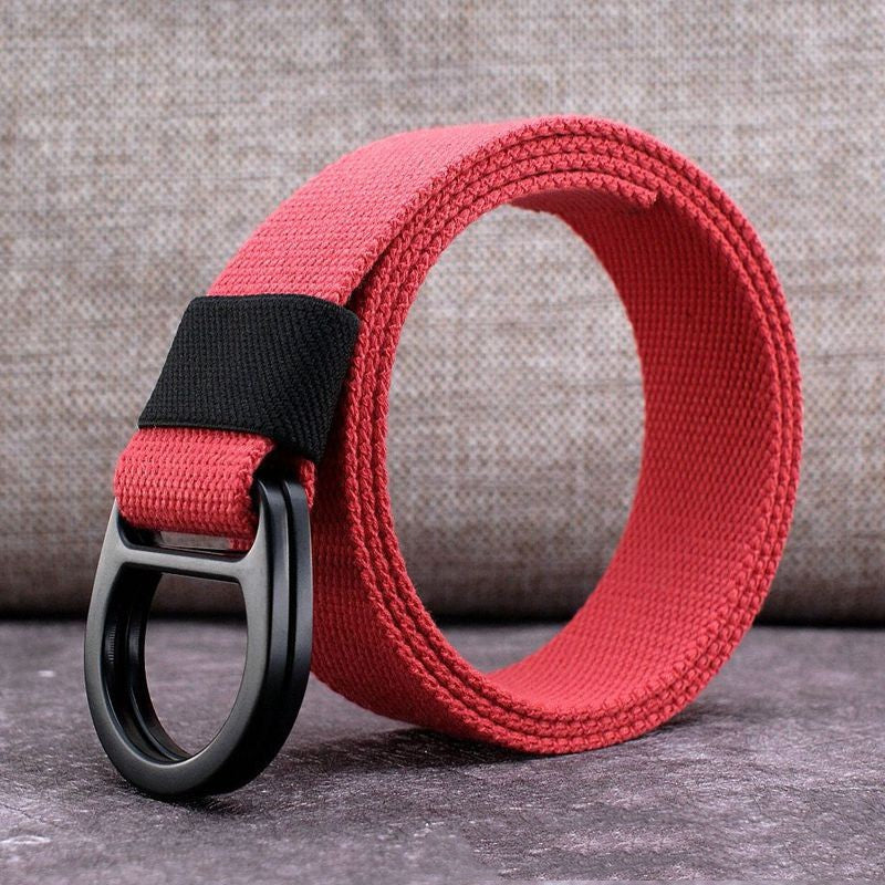 Men's Outdoor Leisure Canvas Belt Double Ring Buckle