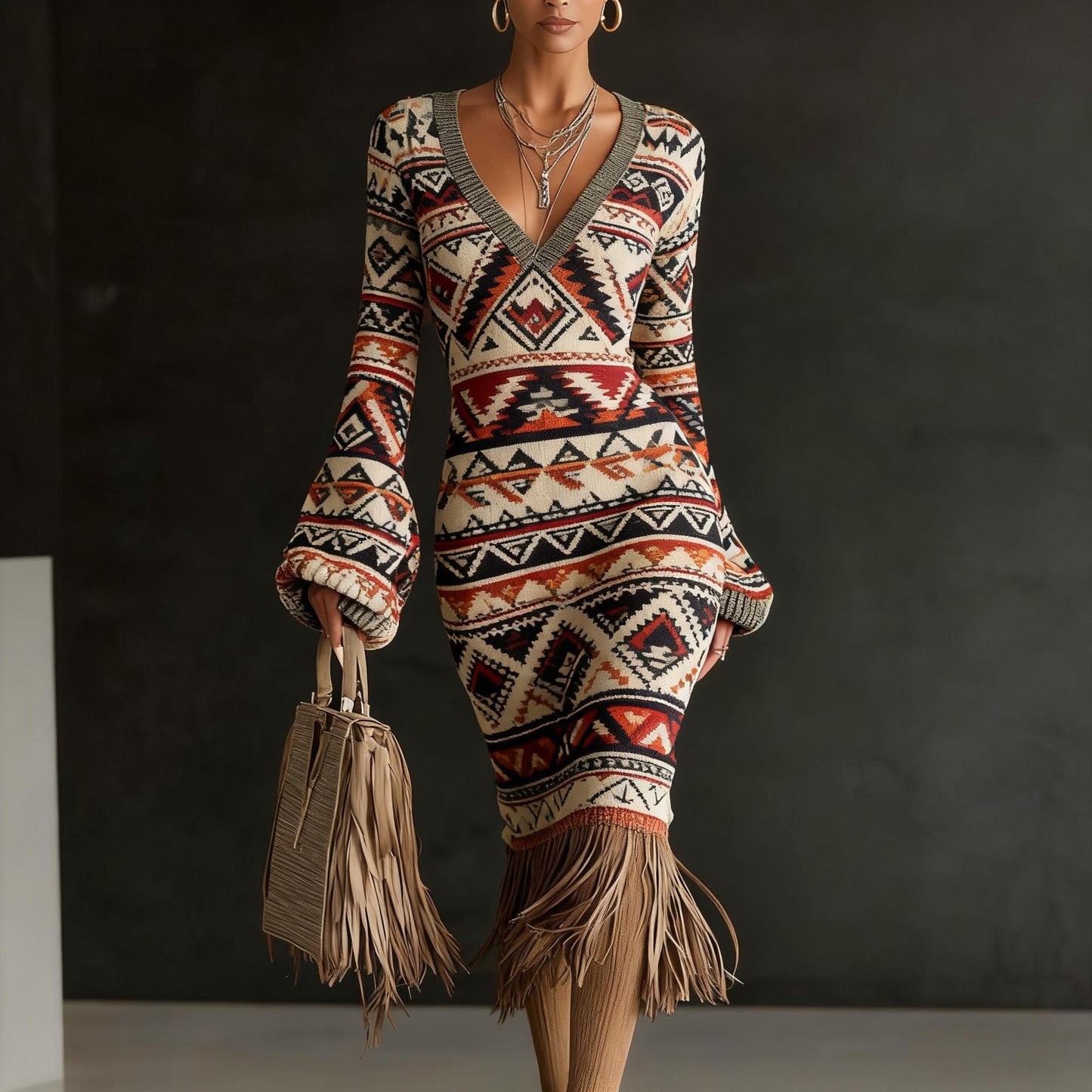 Temu Womens Knitted Sweater Dress Creative