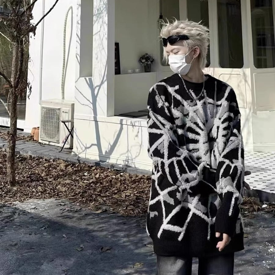American High Street Spider Jacquard Crew Neck Sweater