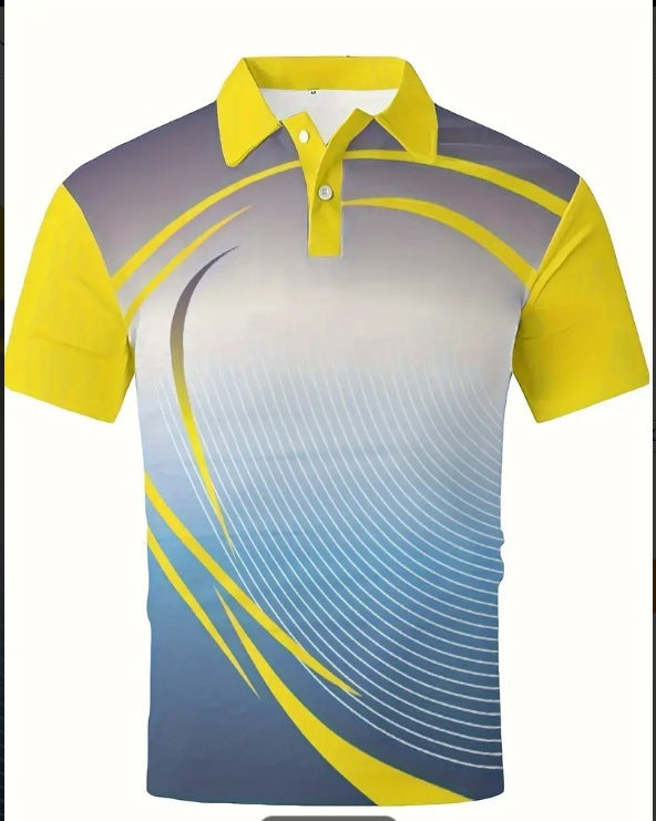 Men's Printed Color Short-sleeved Lapel Shirt