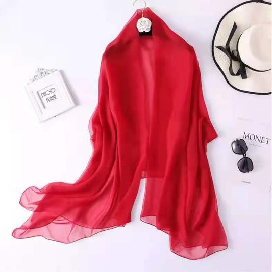 Ladies Gradient Color Summer Soft Yarn Silk Scarf