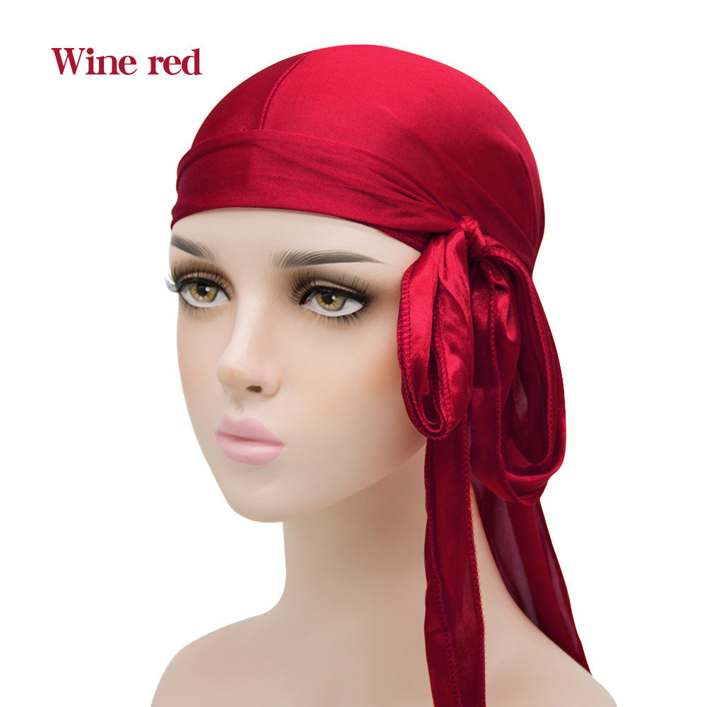 Unisex Satin Hovedbeklædning med Lang Hale  Strækbar Pirathat Og Hip Hop Turban til Mænd Og Kvinder, Elastisk Bandanahue til Kostume Og Mode
