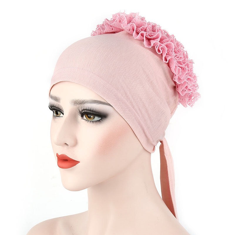Large Flower Solid Color Lace Plate Flower Hat