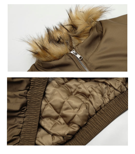 Two-color Fur Collar Thicken Cotton Clothes Coat