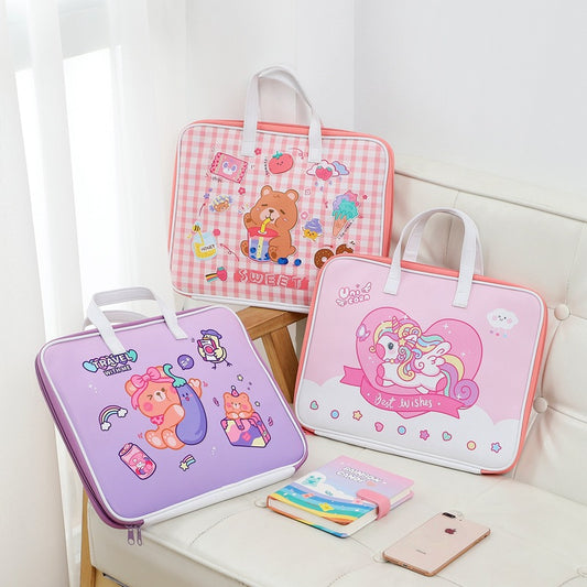 Cartoon Cute Girl With Laptop Bag