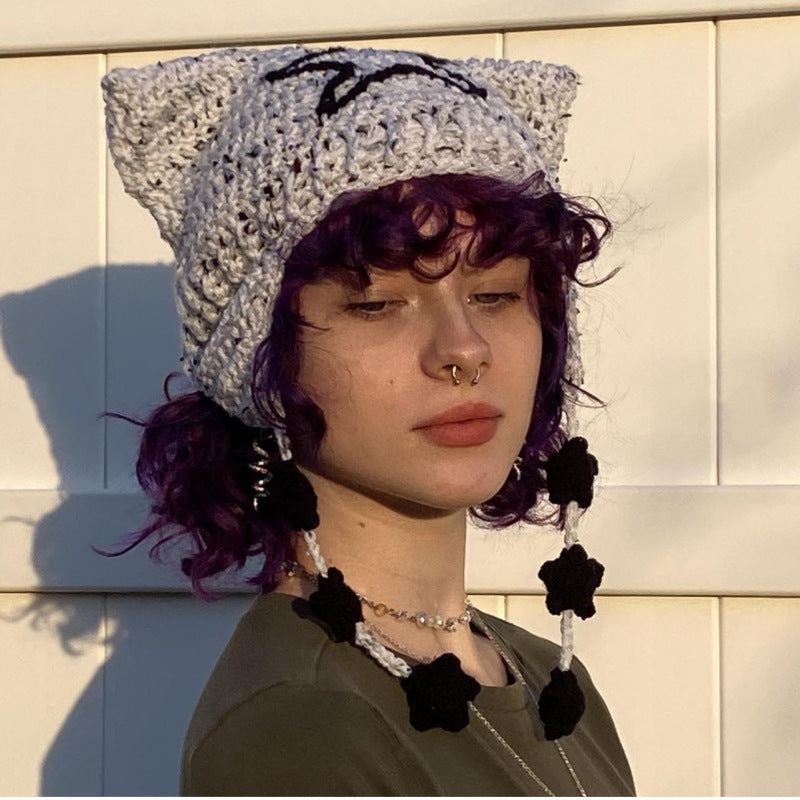 Hand Knitted Striped Woolen Cap