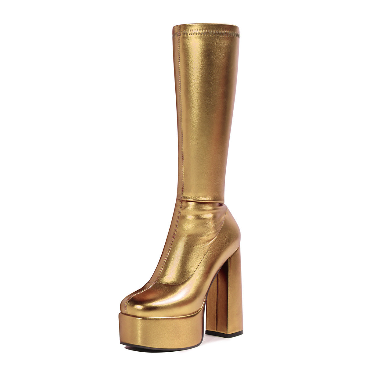 Sexy Womens Stretch Boots With A High Platform And Heel