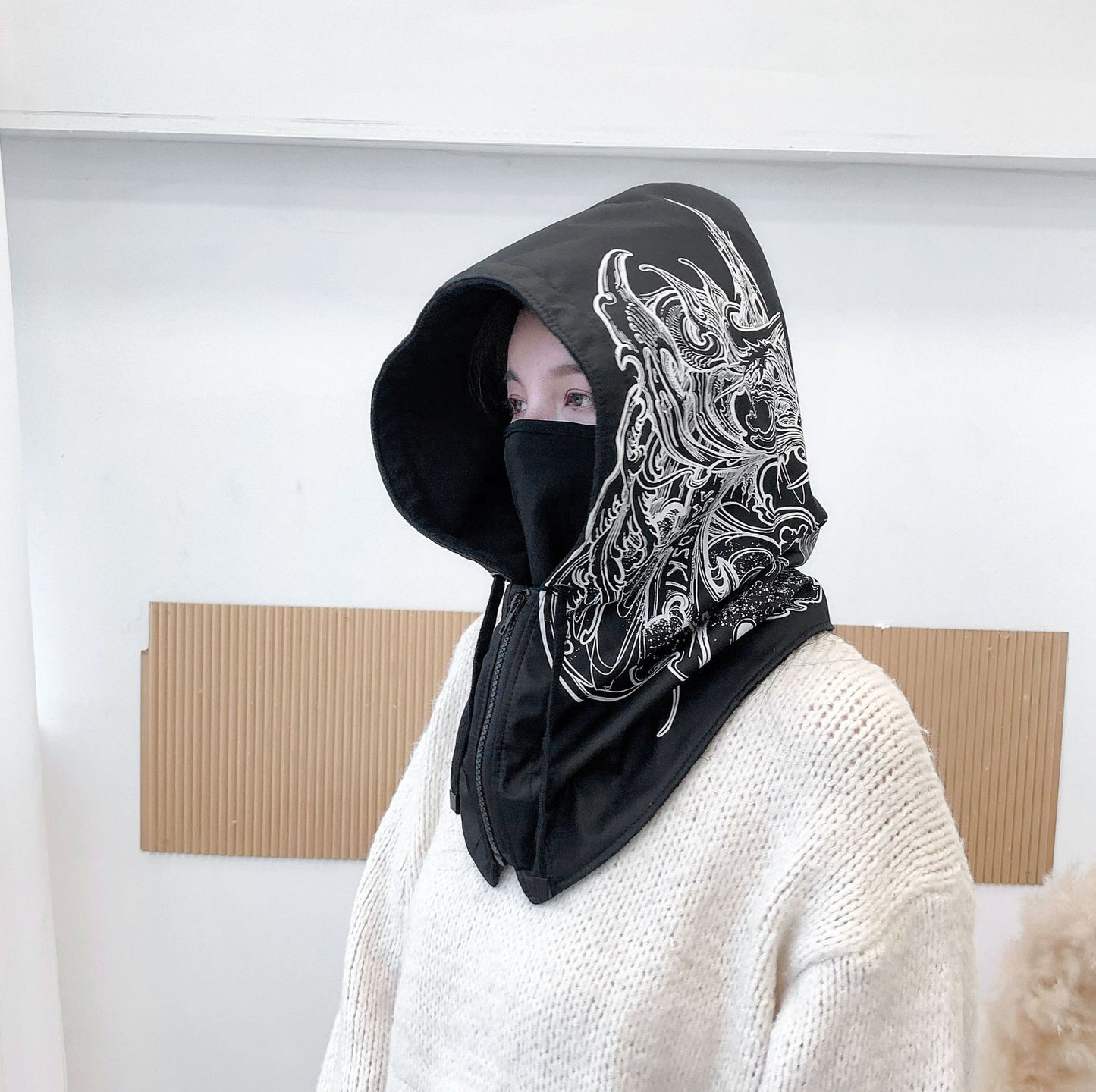 Female Graffiti Ski Helmet Cover Thickened Outdoor Travel Cap Pullover Ha