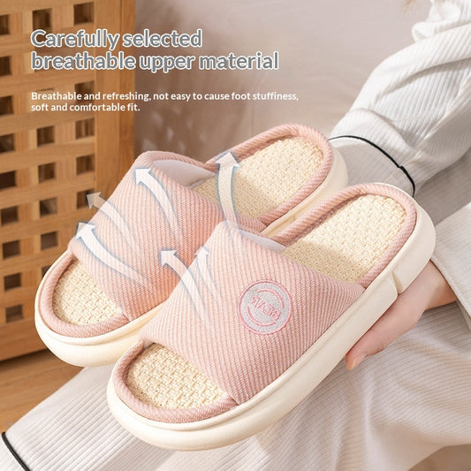 Household Spring And Autumn Indoor Home And Office Cotton And Linen Slippers