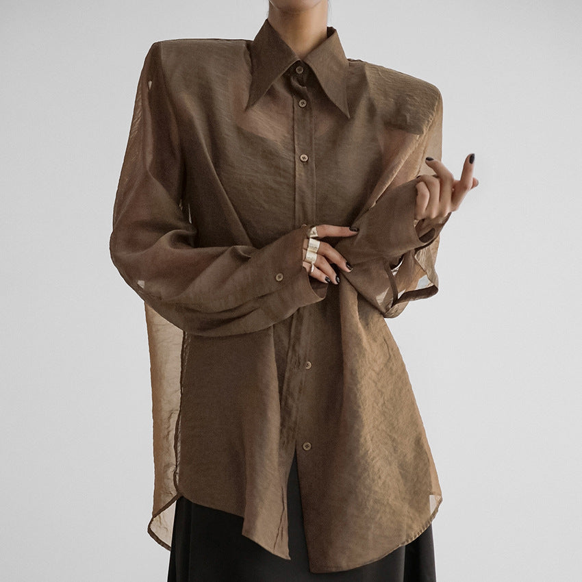 Damemode Design Sans Gennemsigtig Sort Gaze Bluse