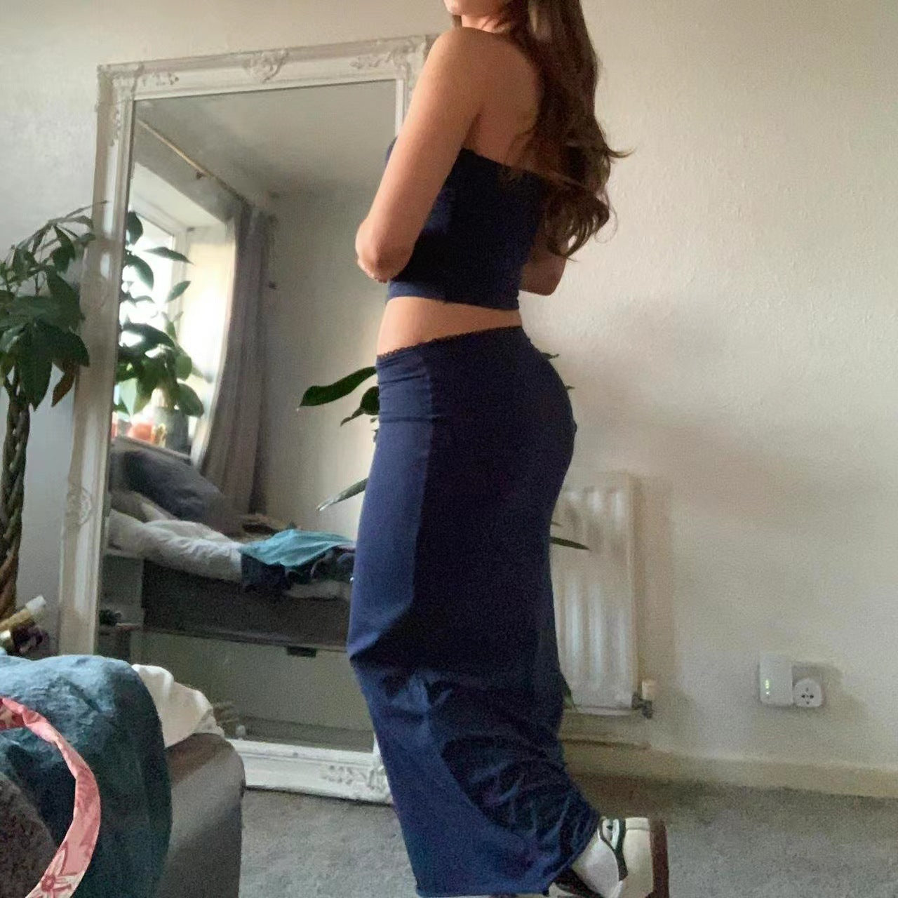 Sexy Band Elastic Tube Top T-shirt Long Dress Suit For Women
