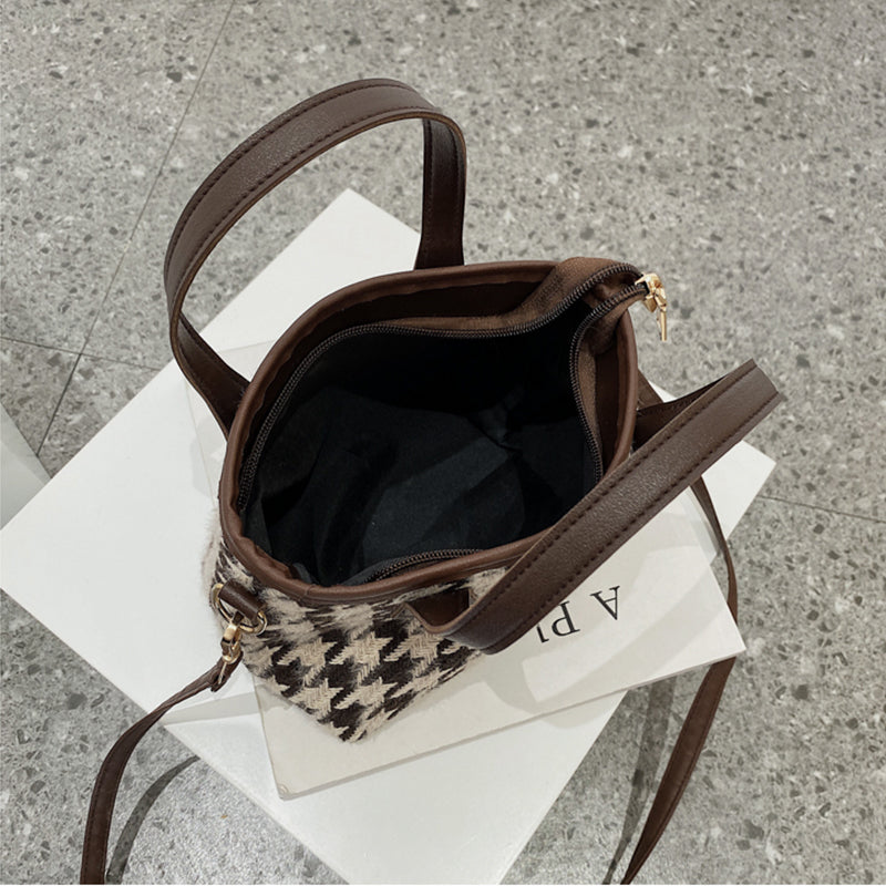 Mode Houndstooth Skuldertasker Bærbare Skakternede Håndtasker All-match Messenger Taske Dame Totes
