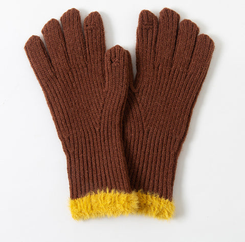 Touch Screen Finger Leakage Gloves Keep Warm Pure Color Finger