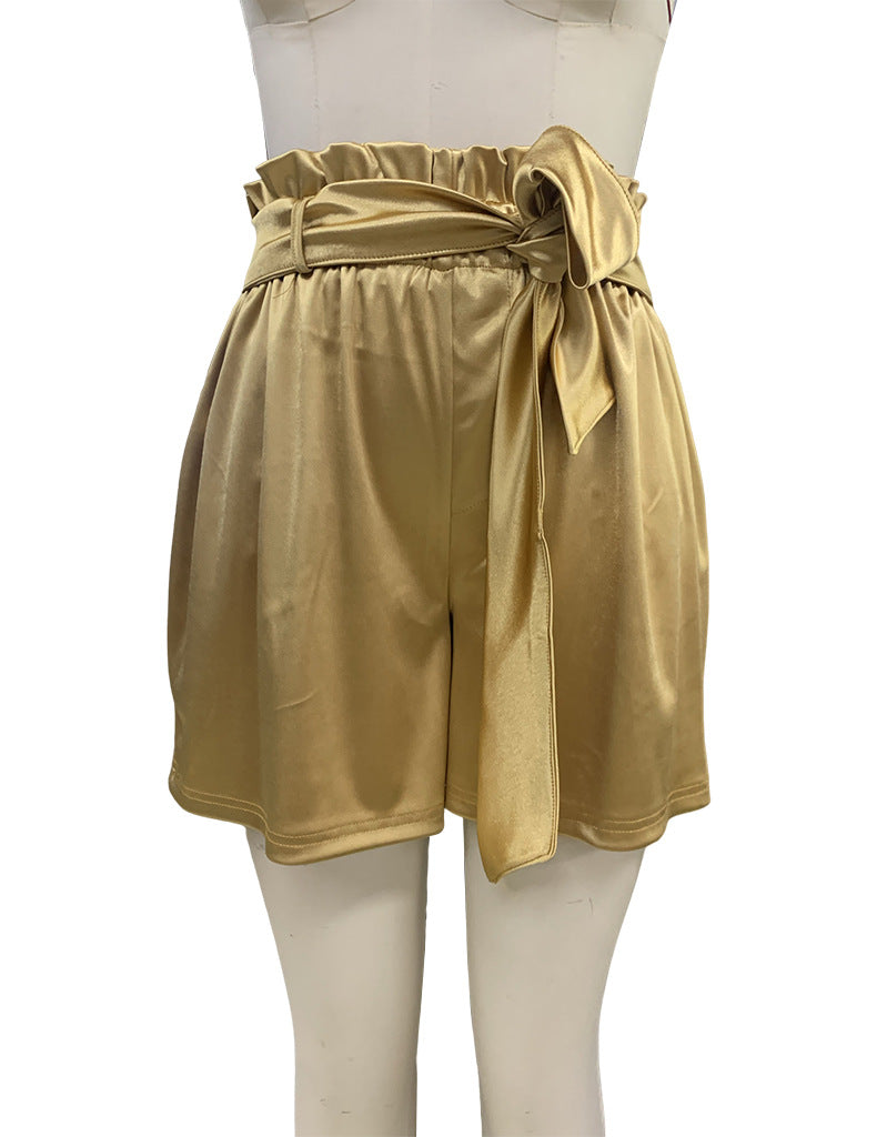 Fashion Belt Loose-fitting Wide-leg Short Jumpsuit