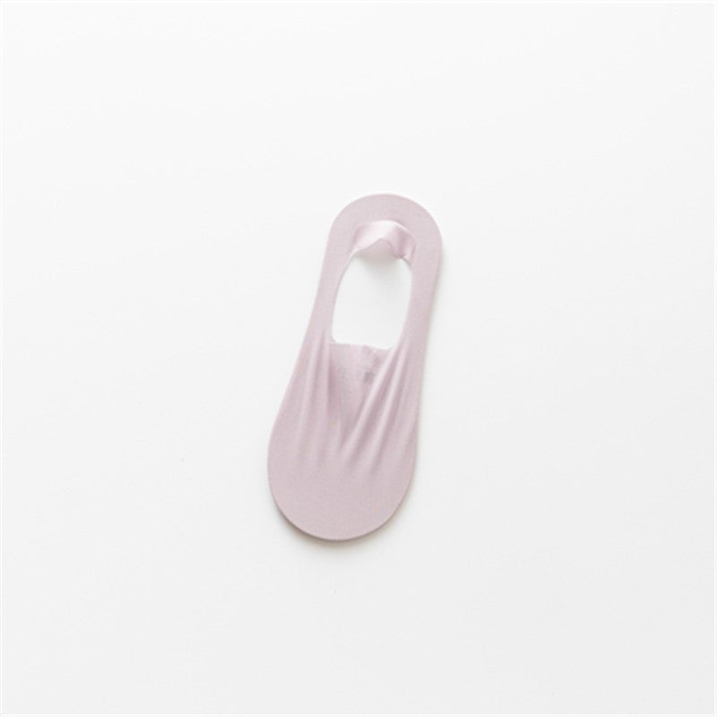 Ice Silk Low Top Socks Cotton Bottom Invisible Thin Silicone Non-slip Tight