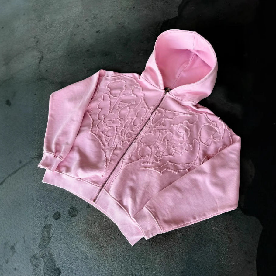 Personlig Street Style Cardigan Hættetrøje Frakke med Lynlås
