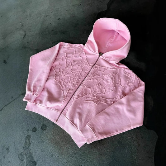 Personlig Street Style Cardigan Hættetrøje Frakke med Lynlås