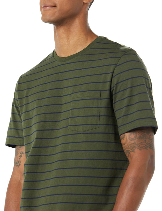 Amazon Essentials herr Regular-fit Short-sleeve Crewneck Pocket T-shirt, Pack of 2 T-tröja (2-pack)